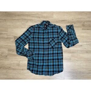 Element Sz XL Blue Plaid Flannel 100% Cotton Button Up Grunge Y2K Skate